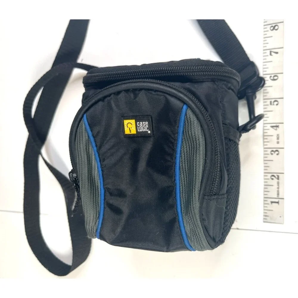 Case Logic Small Black Camera Bag With Adjustable Strap & Blue Trim 14j